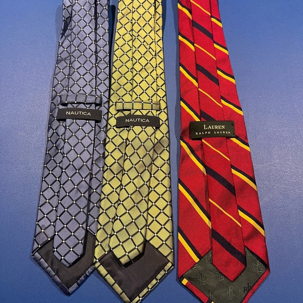 Silk Traditional Classic Men's Lot Of 3 Ties Nautica RL
